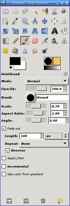 [Toolbox with options needed for tapering]