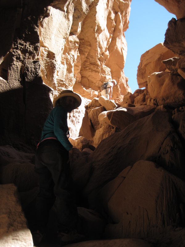 [Chuck climbs back out.]