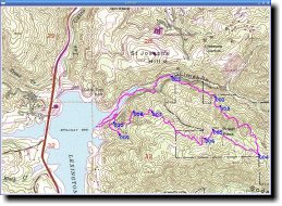 [Trails above Lexington reservoir/USGS PyTopo screenshot]
